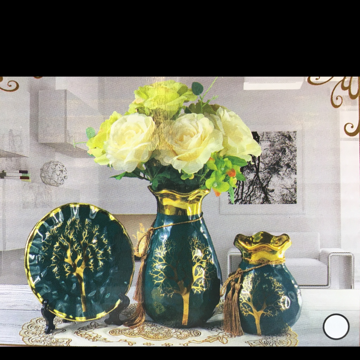 China Yiwu Commodity City ceramic arts and crafts vase three-piece set hotel decoration home decoration porch decoration living room decoration restaurant decoration TV cabinet decoration hot sales Item Picture