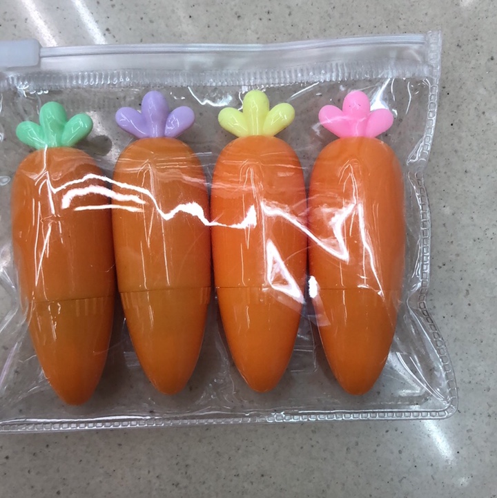 Highlighters in carrot bags