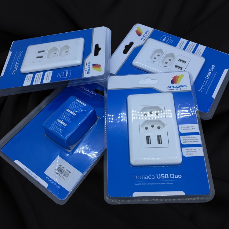 USB Brazil Wall Socket with 220Vusb charging Brazil Wall socket E20 Type 120 European charger
