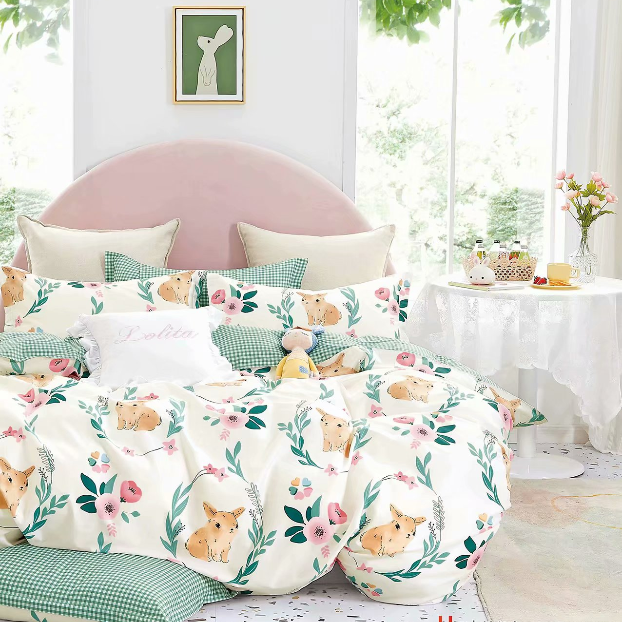 Four-piece set retail wholesale pure cotton printed new style in stock, happiness secret recipe