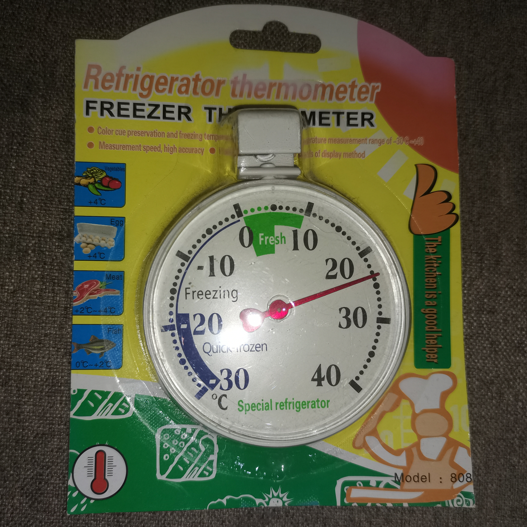 挂式圆形指针式冰箱温度计图