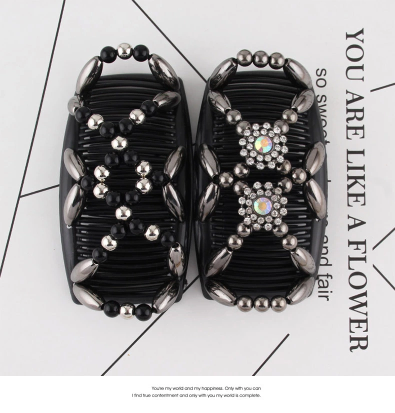 FLY32 Cross-border handcrafted beaded hair Comb is a bestseller, a fashionable and versatile magic hair accessory for women, and a double-row plug hair comb Item Picture