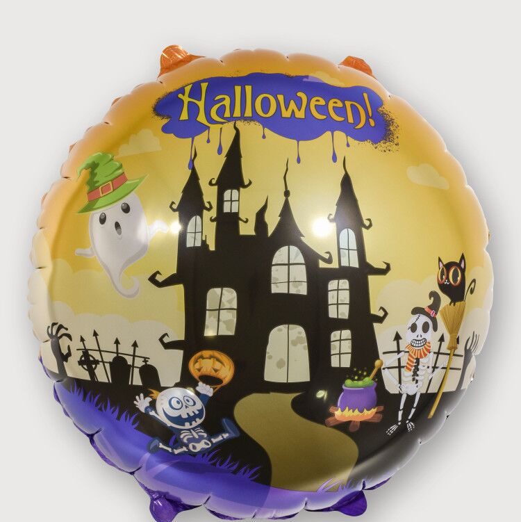 Wholesale of 18-inch round ball Wansheng Haunted House aluminum film balloon party decoration supplies