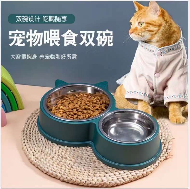猫咪形状双碗/宠物形状双碗/宠物用品双碗细节图