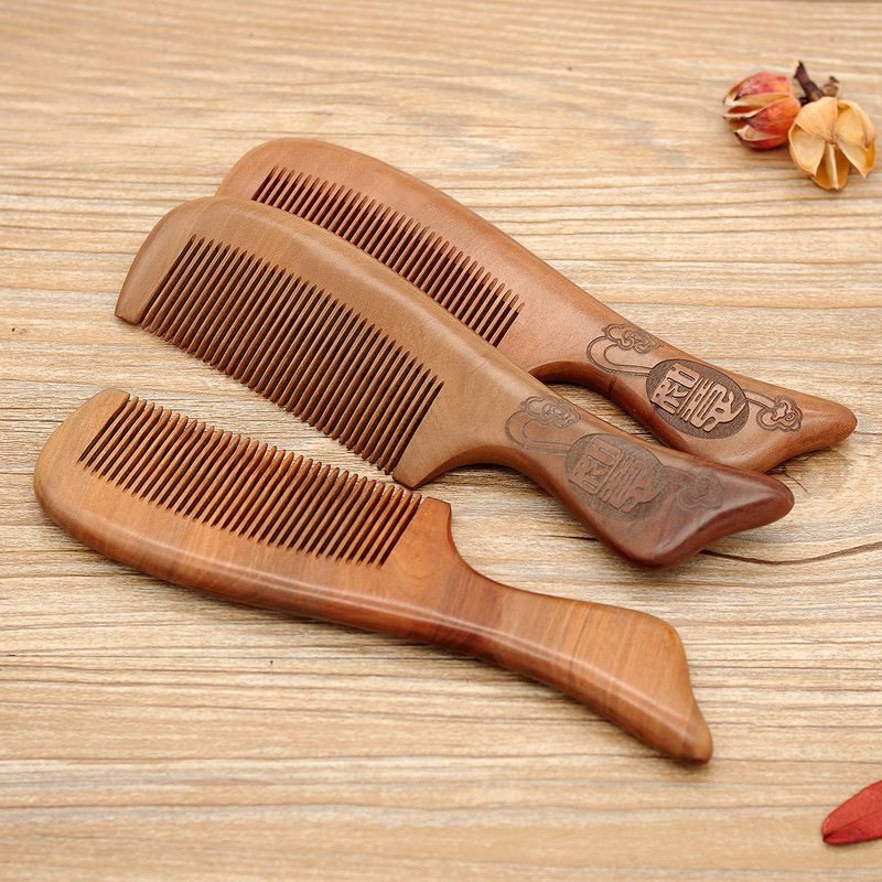 Factory direct sales of high-quality natural wood combs, old peach wood combs with handles, hair straightening combs and anti-hair loss combs detail image 12