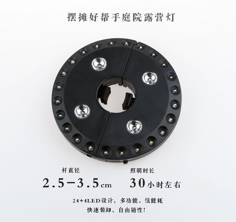Outdoor multi-functional 24+4LED umbrella light, balcony emergency tent light, sunshade umbrella, detachable camping light, Roman light detail image 2