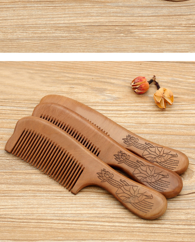 Factory direct sales of high-quality natural wood combs, old peach wood combs with handles, hair straightening combs and anti-hair loss combs detail image 10