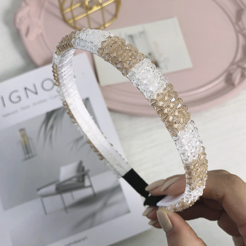 FLY41 Korean version water diamond headband, wide-edge adult anti-slip crystal headband, popular facial cleansing headband, versatile style, the same as Jennie's detail image 1