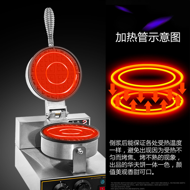 Waffle machine, commercial electric double-head waffle oven, double-sided heating crepe machine, grid pancake machine, baking machine Specification image