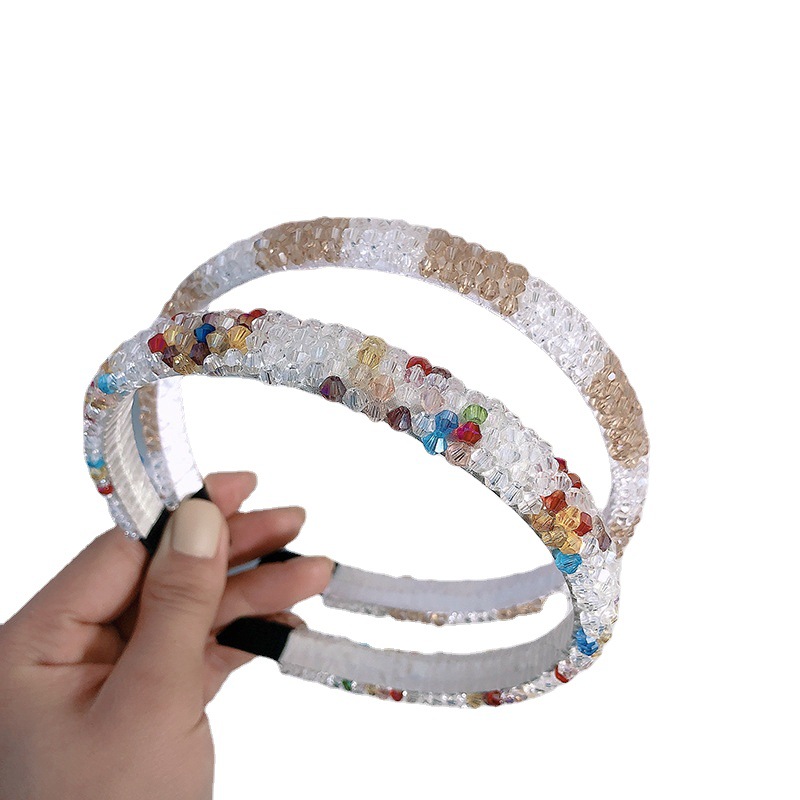 FLY41 Korean version water diamond headband, wide-edge adult anti-slip crystal headband, popular facial cleansing headband, versatile style, the same as Jennie's Specification image
