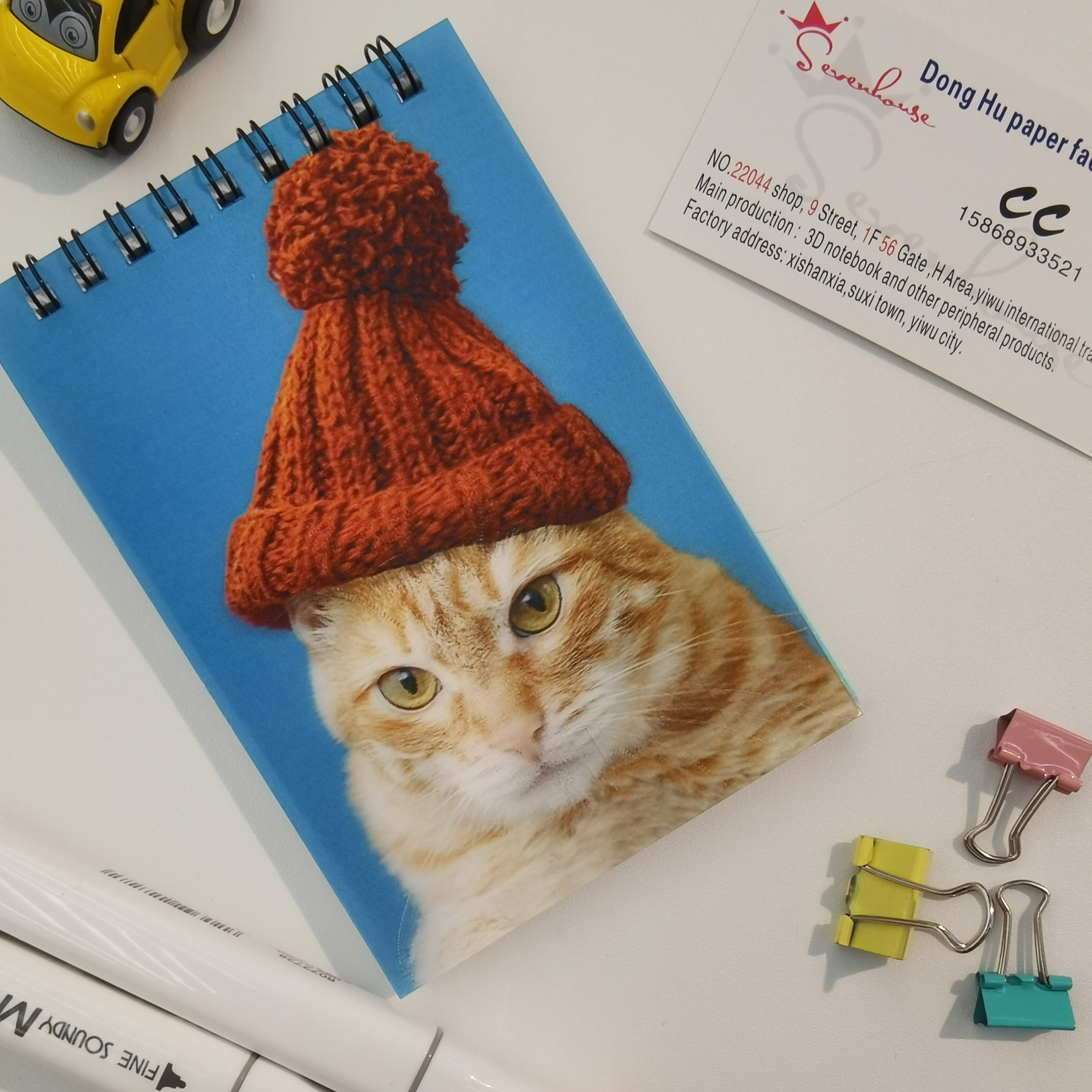 3D立体时尚猫咪可变卡通动物迷你记事本线圈本