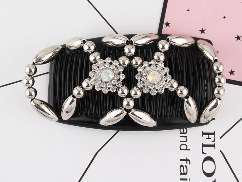 FLY31 Cross-border handcrafted beaded hair Comb is a best-selling fashion and versatile magic hair accessory for women, featuring a double-row plug comb and updo detail image 1