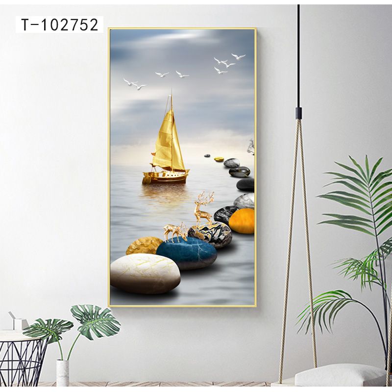 Aluminum alloy crystal porcelain crystal shell new Chinese-style entrance painting 80*160 1️ ️ Specification image