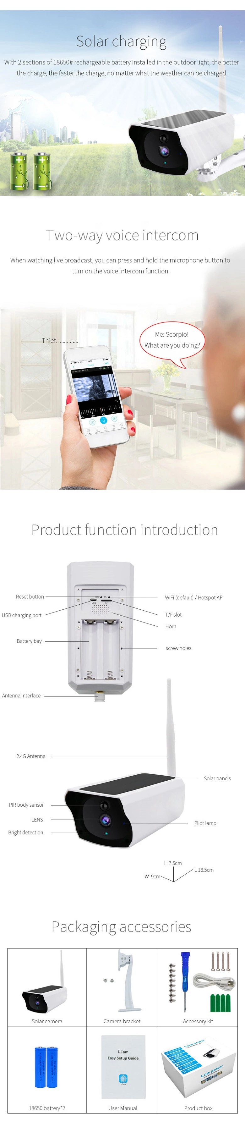 Outdoor solar  low  power battery camera详情图20