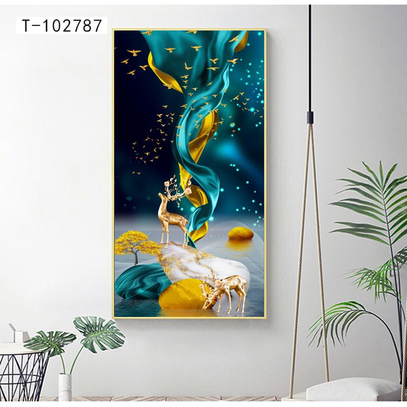 Aluminum alloy crystal porcelain crystal shell new Chinese-style entrance painting 80*160 1️ ️