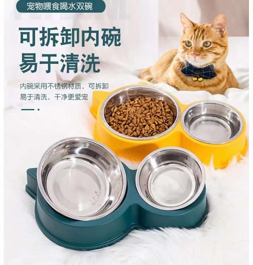 宠物用品！猫咪形状双碗[庆祝][庆祝][庆祝]
多色选择。详情2