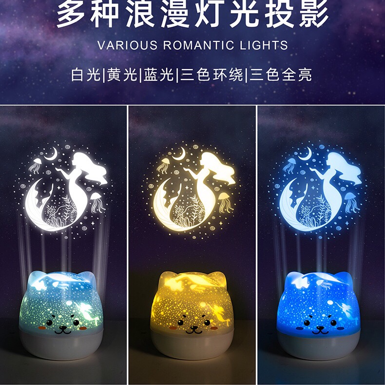 Creative and simple starry sky projection light strip music USB charging LED romantic atmosphere light bedroom rotating projection light gift