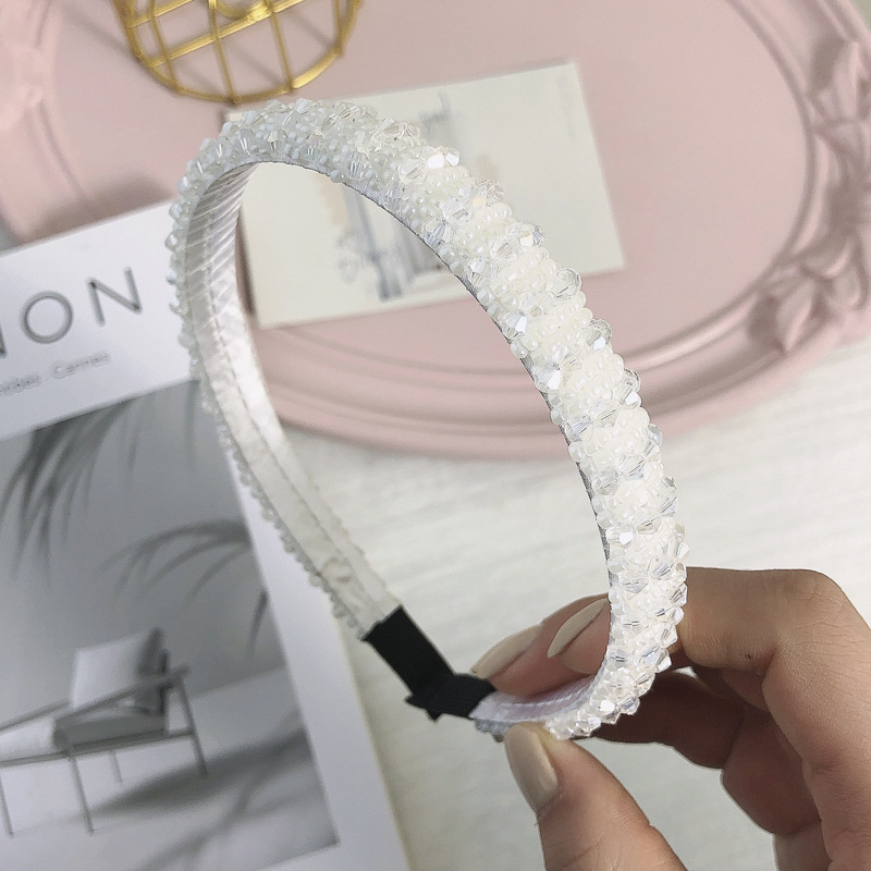 FLY41 Korean version water diamond headband, wide-edge adult anti-slip crystal headband, popular facial cleansing headband, versatile style, the same as Jennie's detail image 8