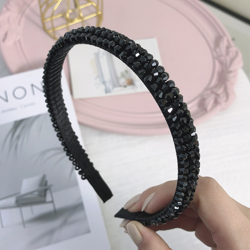FLY41 Korean version water diamond headband, wide-edge adult anti-slip crystal headband, popular facial cleansing headband, versatile style, the same as Jennie's detail image 4