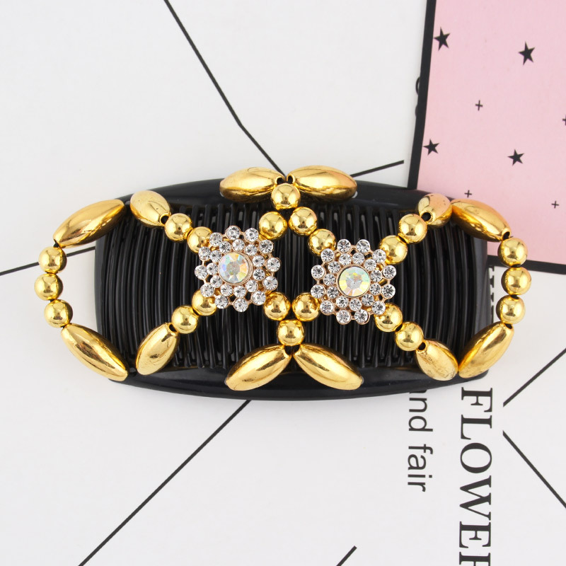 FLY31 Cross-border handcrafted beaded hair Comb is a best-selling fashion and versatile magic hair accessory for women, featuring a double-row plug comb and updo detail image 6
