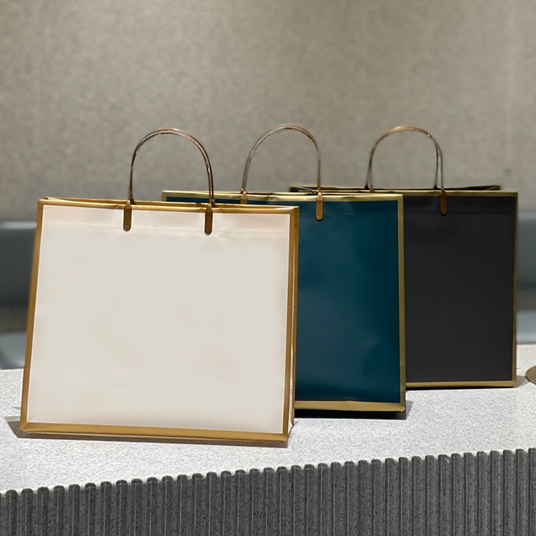 Gold frame pvc tote bag waterproof Dragon Boat Festival gift packaging thickened clothing store bags with clothes customized hand bags