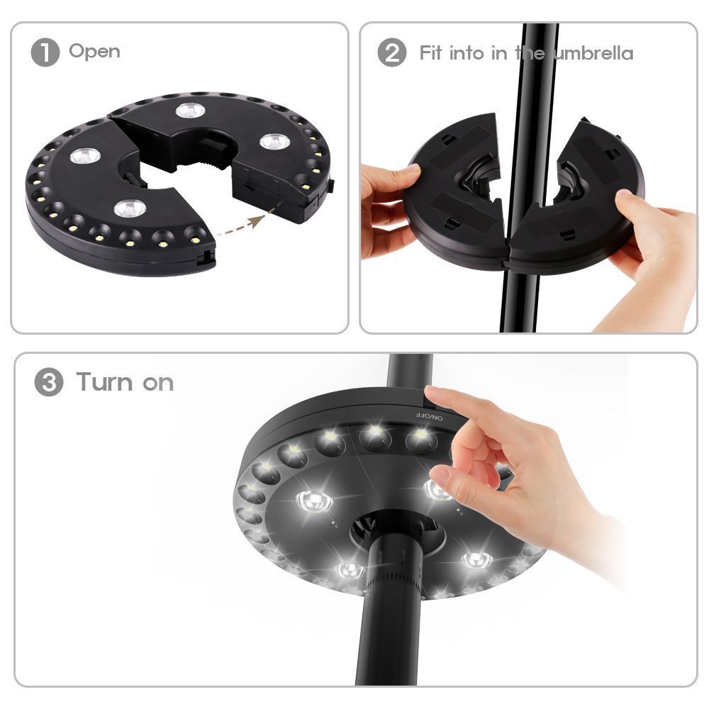 Outdoor multi-functional 24+4LED umbrella light, balcony emergency tent light, sunshade umbrella, detachable camping light, Roman light details Picture