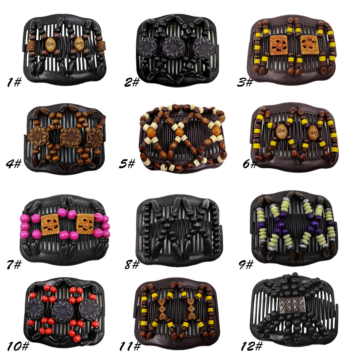FLY47 fashionable and exquisite hair comb, Magic versatile hair clips, wooden bead hair comb manufacturer, in stock supply