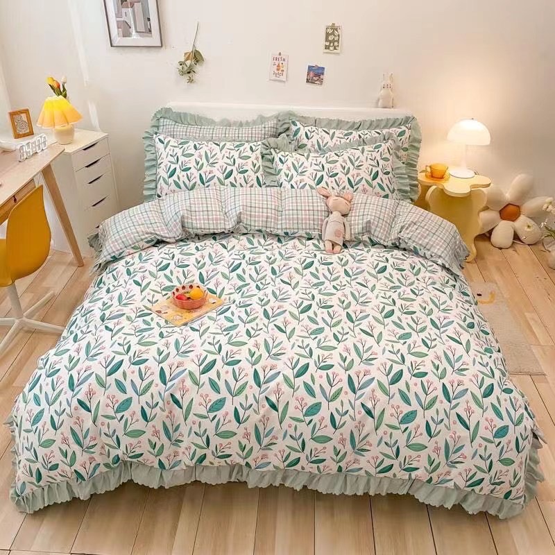 All-cotton Korean-style four-piece set of bedding, bed sheets and duvet covers, four pieces of bedding, bed sheets and duvet covers