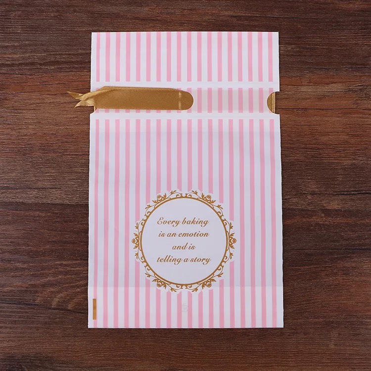 12*17 drawstring bags with pink stripes, 50 pieces per pack