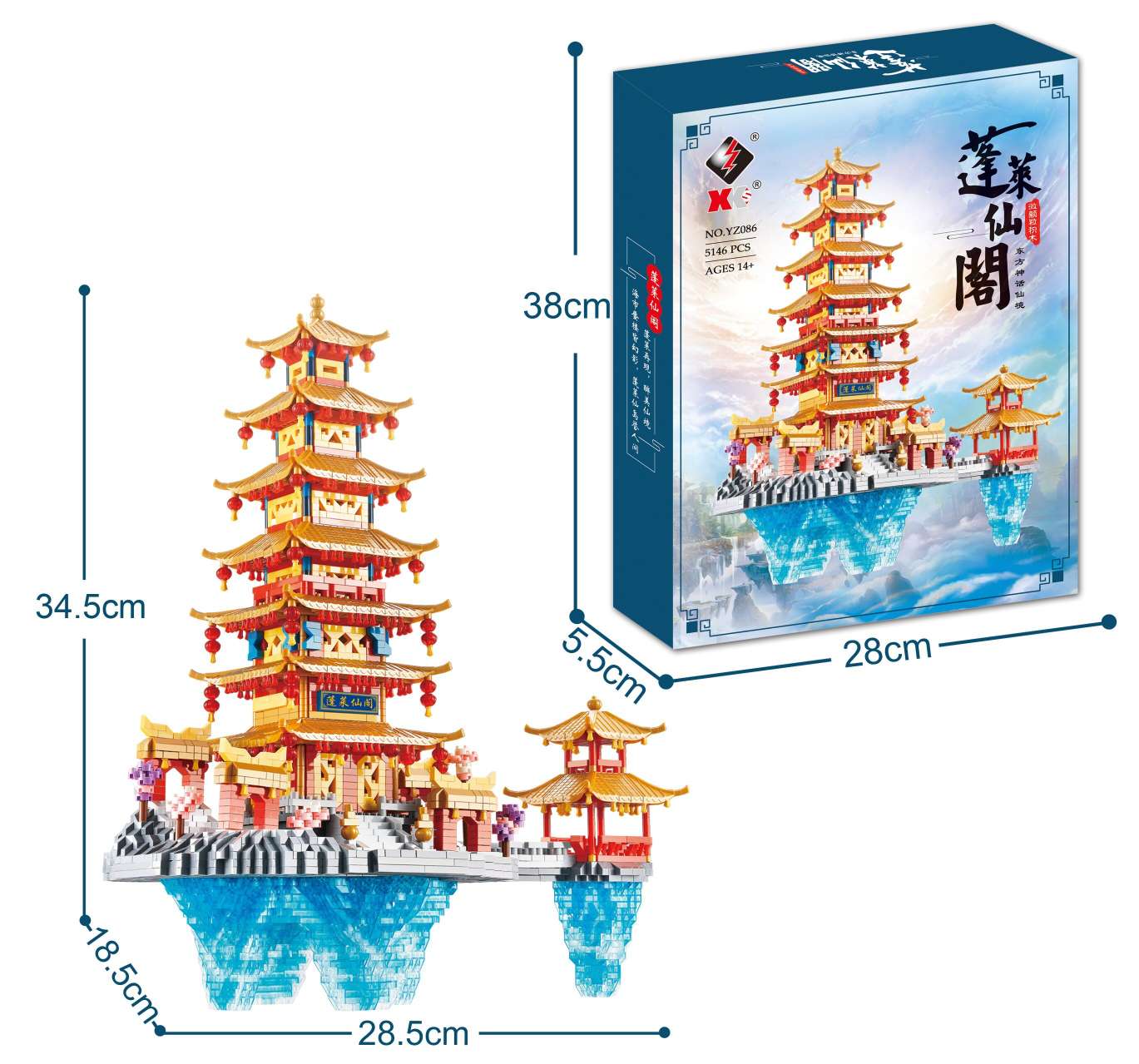 Penglai Pavilion-shaped building blocks details Picture