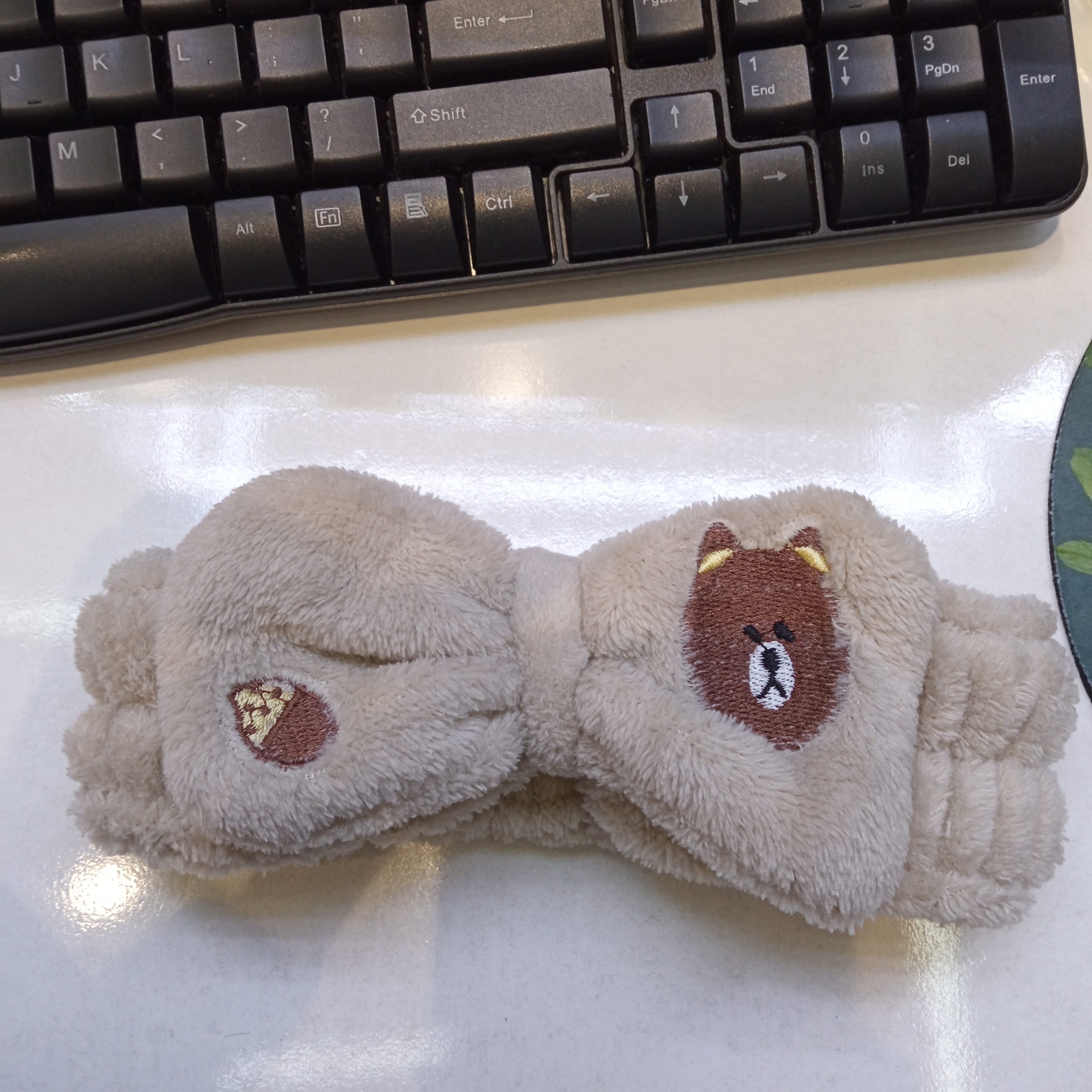 Embroidered animal bear, Brown bear, little yellow duck, pink rabbit, face wash, hair tie detail image 2