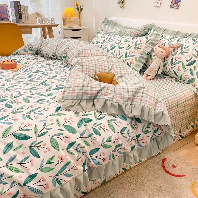 All-cotton Korean-style four-piece set of bedding, bed sheets and duvet covers, four pieces of bedding, bed sheets and duvet covers details Picture