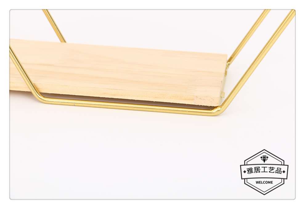 雅居工艺规则六边形桌面摆件木质金属架大小号详情图8