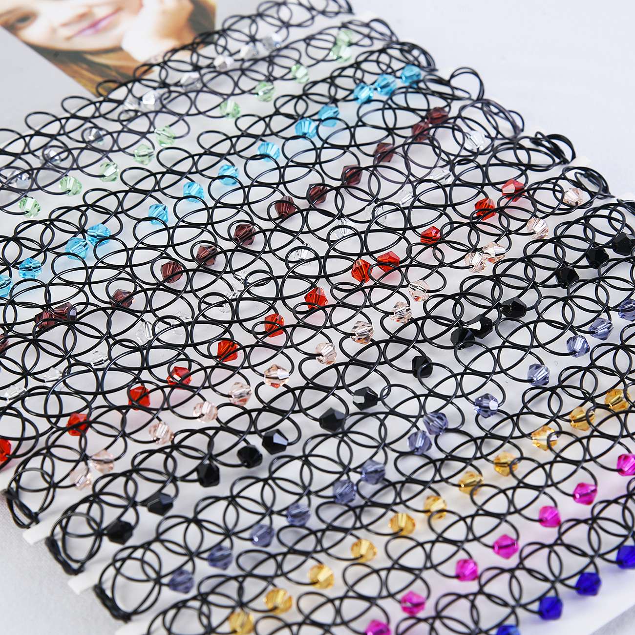 FLY53 Original design Japanese and Korean Harajuku collarbone chain crystal fishline necklace, hollowed-out colorful crystal necklace factory direct supply Specification image