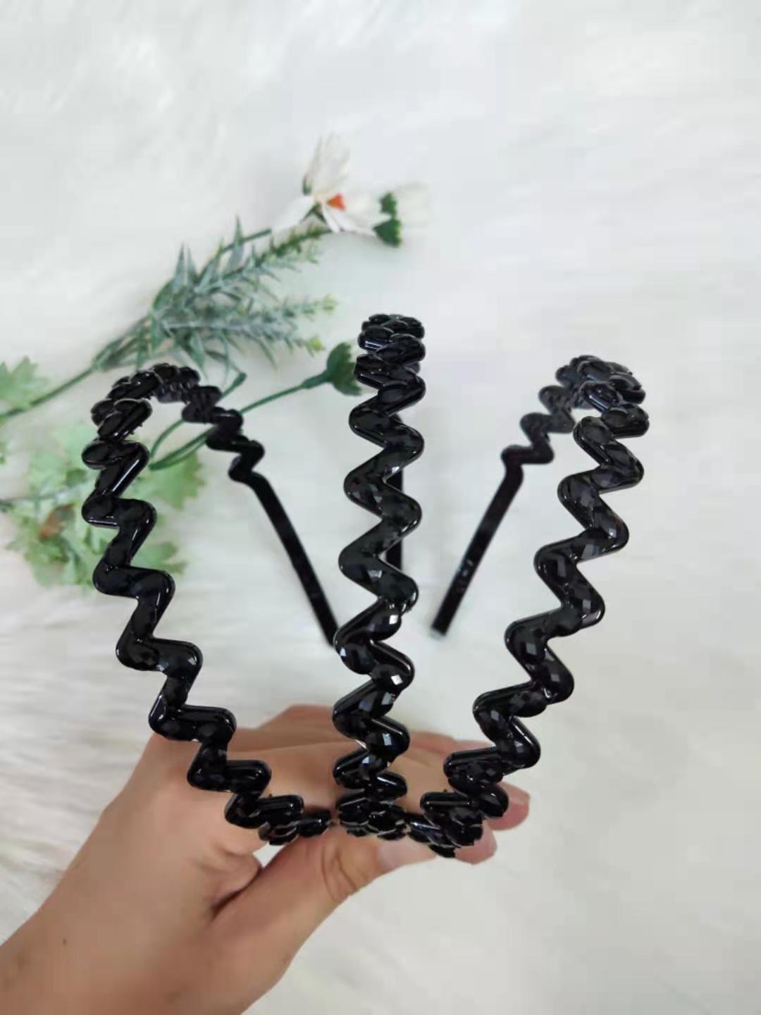 Instant noodle head clip, black glass with diamonds, large side clip, Korean simple one-line clip, bangs clip, small clip, Kaman Love 013 Specification image