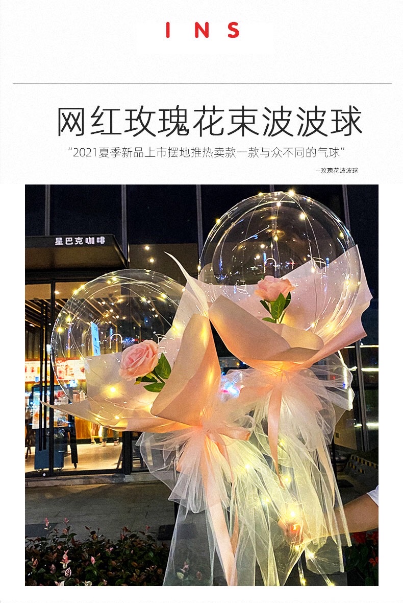 网红圆形透明波波球皮生日礼物气球玫瑰花束材料婚庆装饰波波球皮详情图8