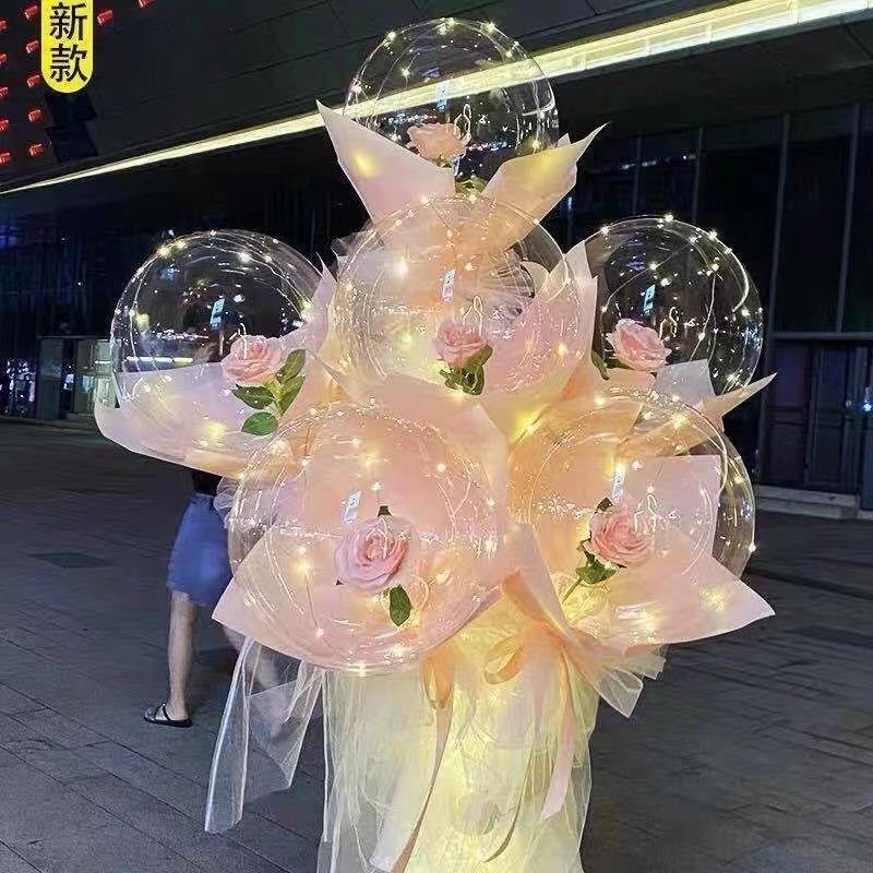 网红圆形透明波波球皮生日礼物气球玫瑰花束材料婚庆装饰波波球皮详情图5