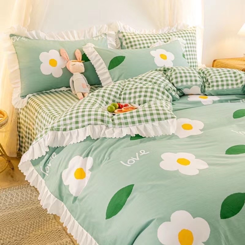 All-cotton fresh and light four-piece set of bedding, bed sheets and quilt covers, four pieces of bedding, bed sheets and quilt covers details Picture
