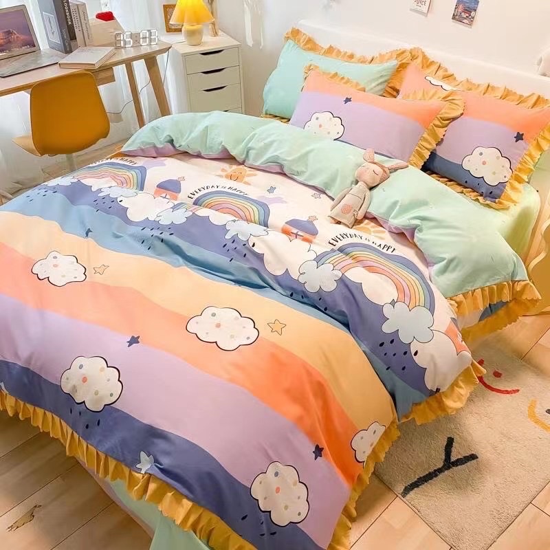 Four pieces of all-cotton country-style bedding, bed sheets and duvet covers Specification image