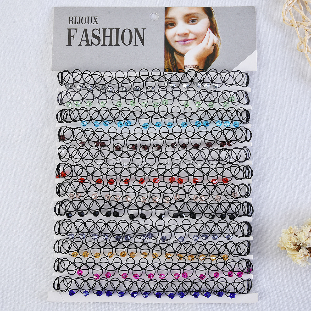 FLY53 Original design Japanese and Korean Harajuku collarbone chain crystal fishline necklace, hollowed-out colorful crystal necklace factory direct supply