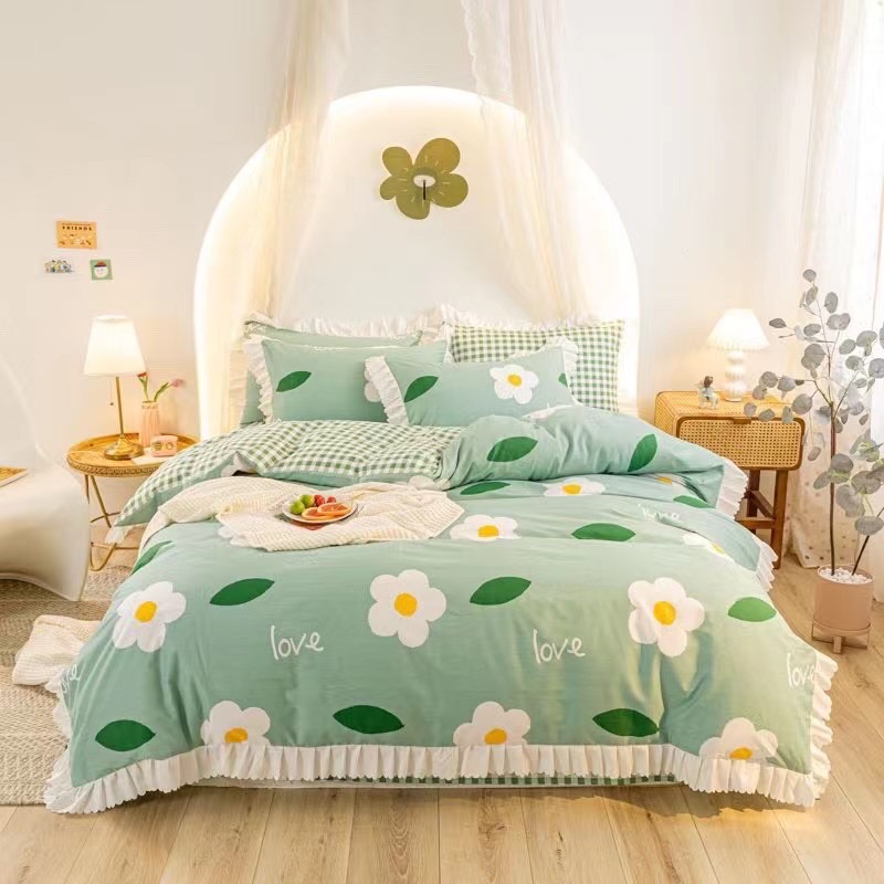 All-cotton fresh and light four-piece set of bedding, bed sheets and quilt covers, four pieces of bedding, bed sheets and quilt covers