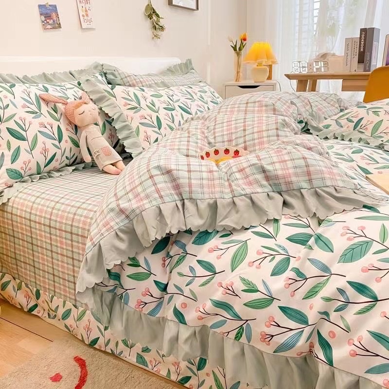 All-cotton Korean-style four-piece set of bedding, bed sheets and duvet covers, four pieces of bedding, bed sheets and duvet covers Application Scenario