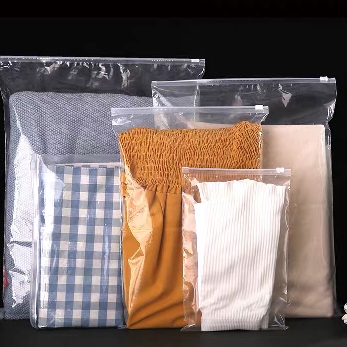 Transparent pe zipper bags for clothing, frosted plastic thickened self-sealing bags, and customizable logos for clothing packaging bags
