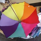 三折彩虹伞荷叶边碰击布