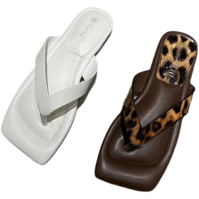 夹脚人字拖平底女拖鞋，室外方头时尚新款女凉拖鞋详情图1