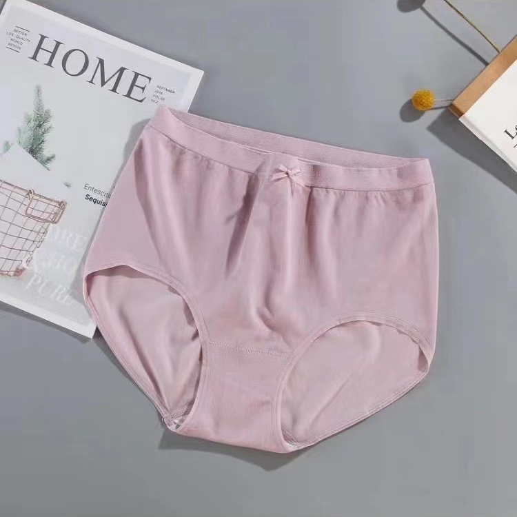 Solid Color Skin Friendly Comfort Modal Panties Sweet Mid-Waist Briefs For Women