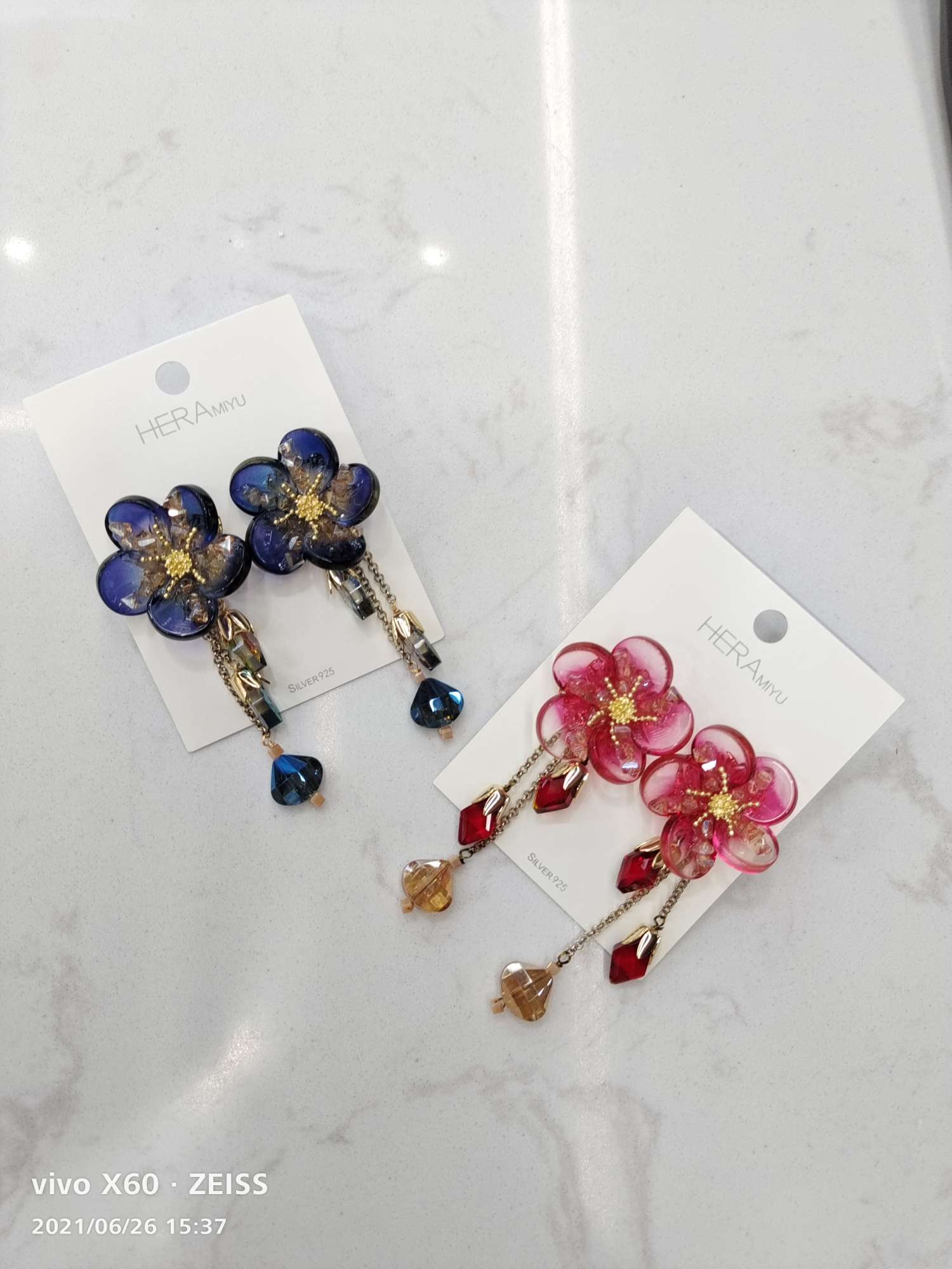 琉璃调调的耳环，流苏款，重工，轻奢风详情图1