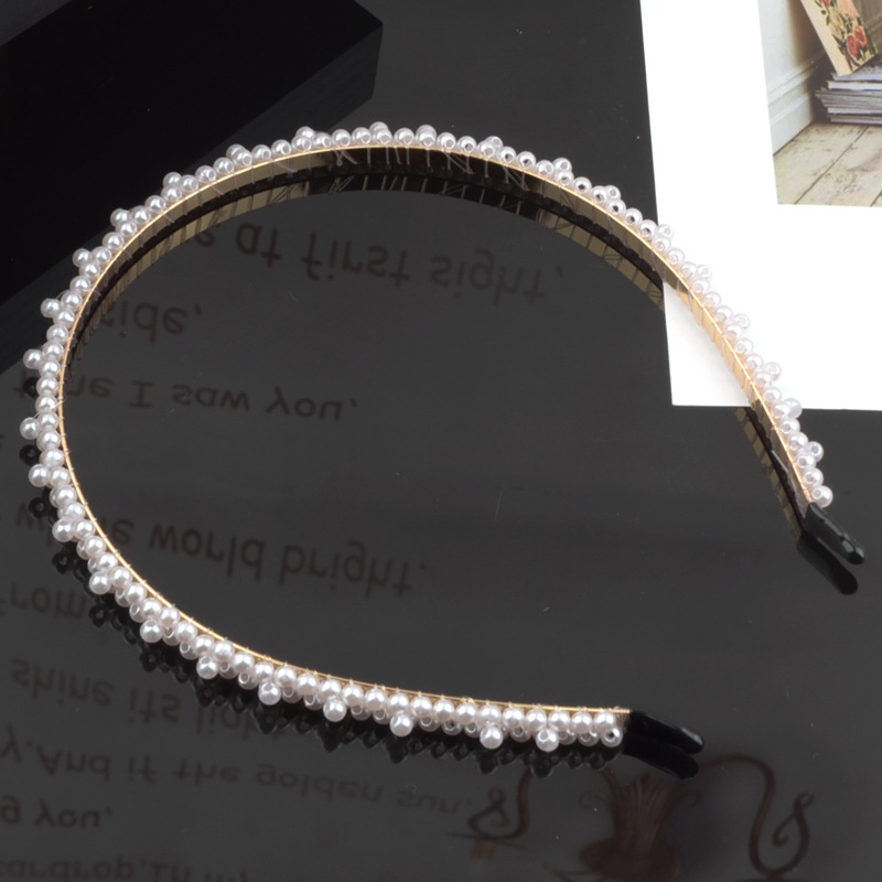 FLY55 Pearl hairband, bride's hair accessory, hand-woven pearl knot, twist bow, crown headband, women's headaccessory wholesale detail image 5