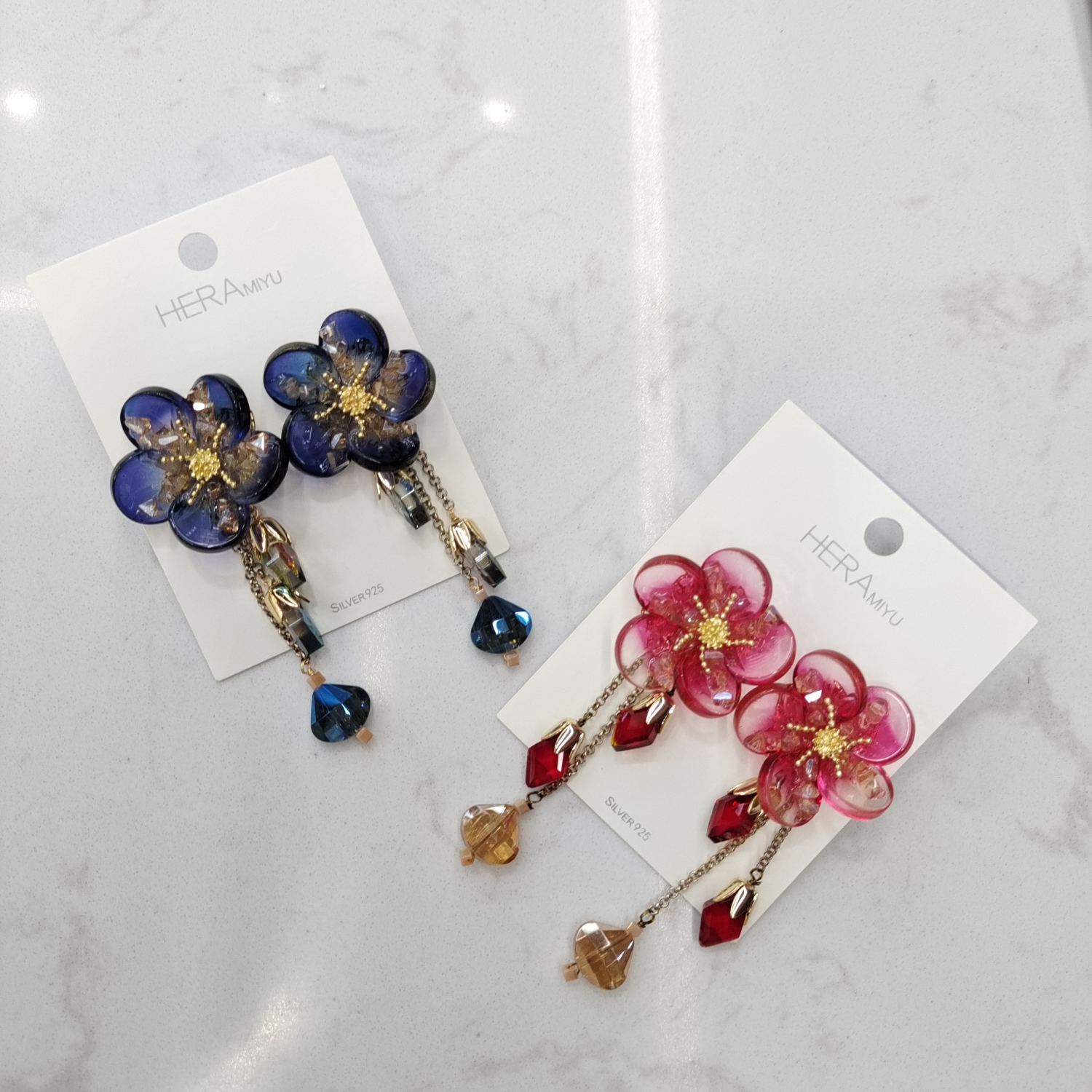 琉璃调调的耳环，流苏款，重工，轻奢风图