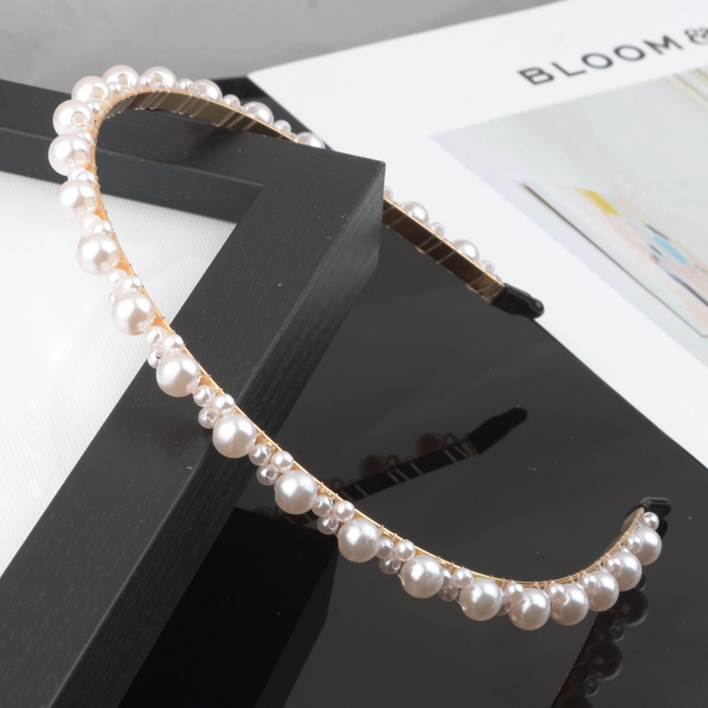 FLY55 Pearl hairband, bride's hair accessory, hand-woven pearl knot, twist bow, crown headband, women's headaccessory wholesale detail image 4